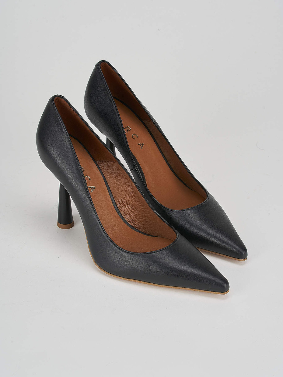 Décolleté e slingback tacco 9cm pelle nero