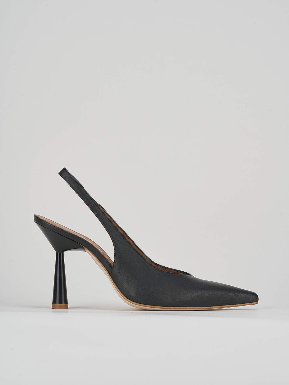 Décolleté e slingback tacco 9cm pelle nero