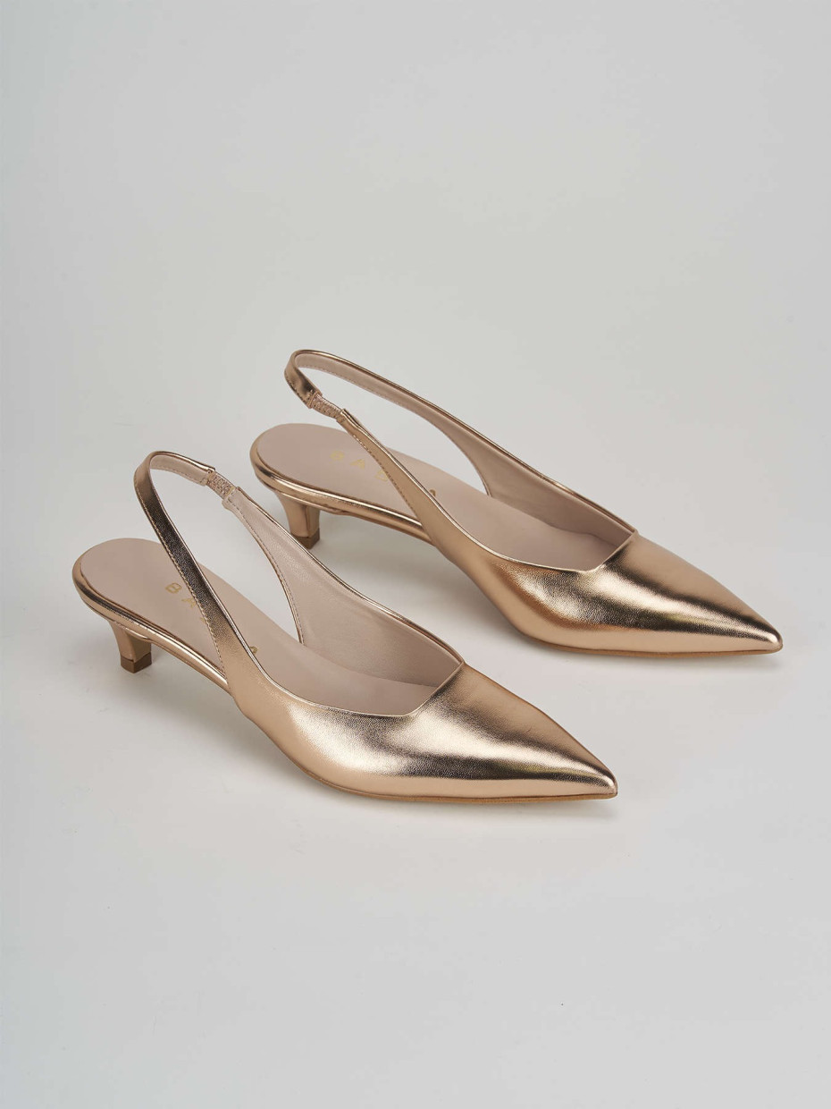 Décolleté e slingback tacco 3cm laminato bronzo