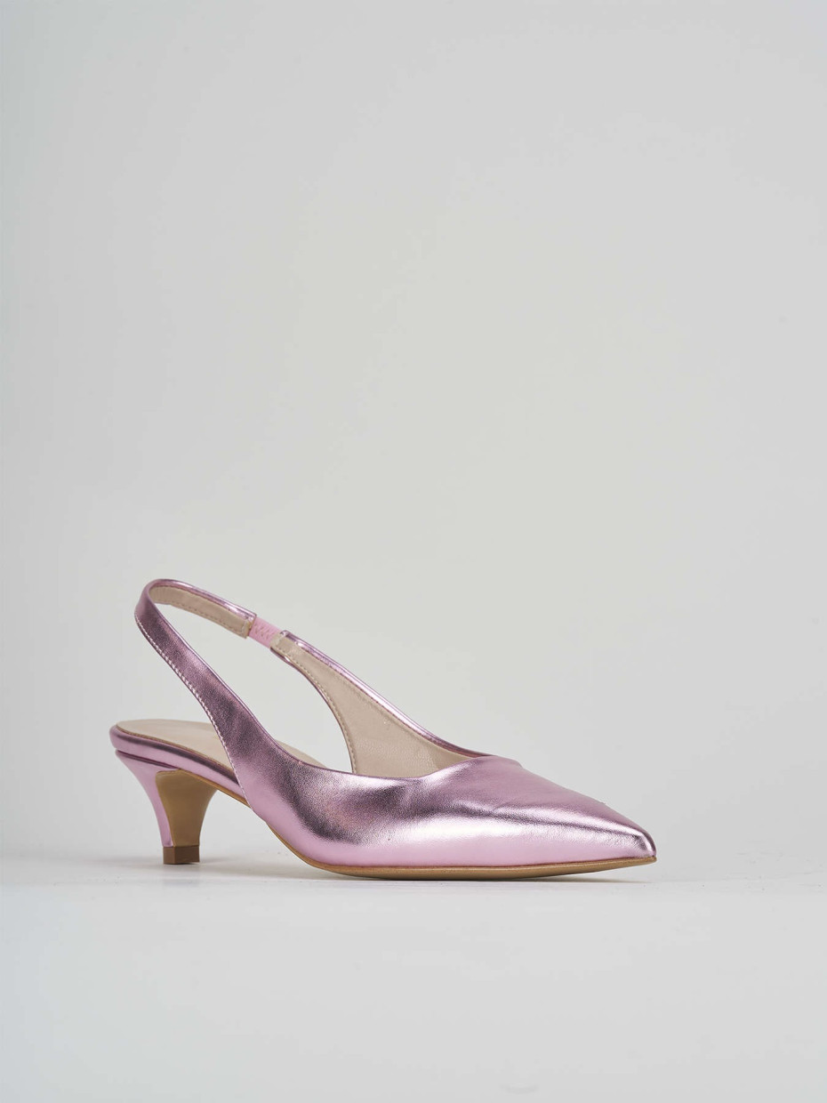 Décolleté e slingback tacco 3cm laminato rosa