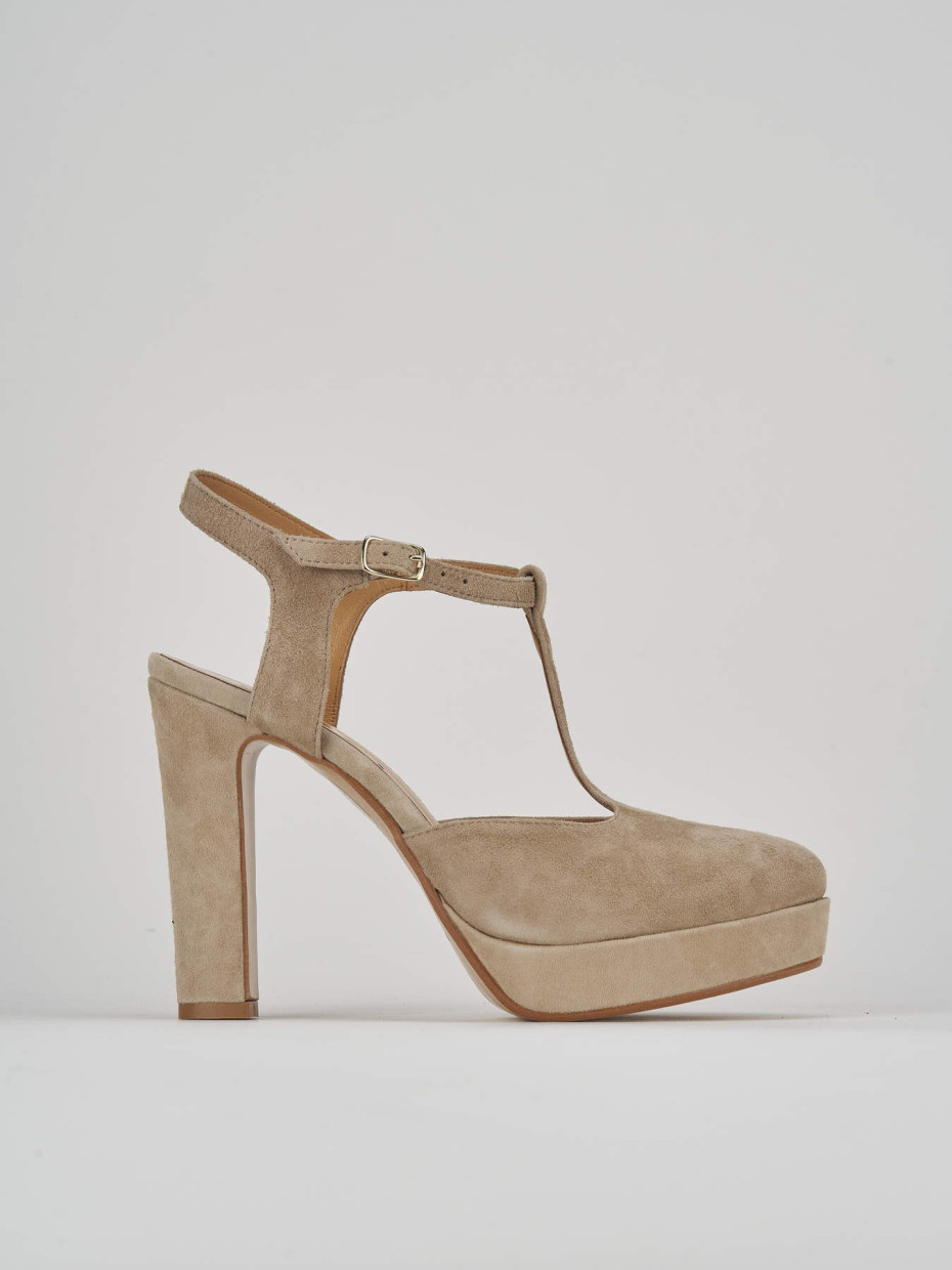 Décolleté e slingback tacco 11cm camoscio beige