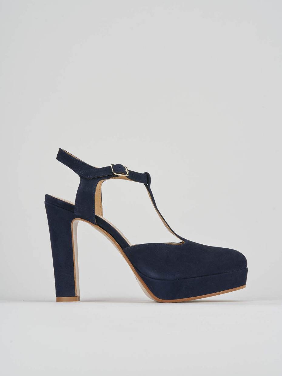 Décolleté e slingback tacco 11cm camoscio blu