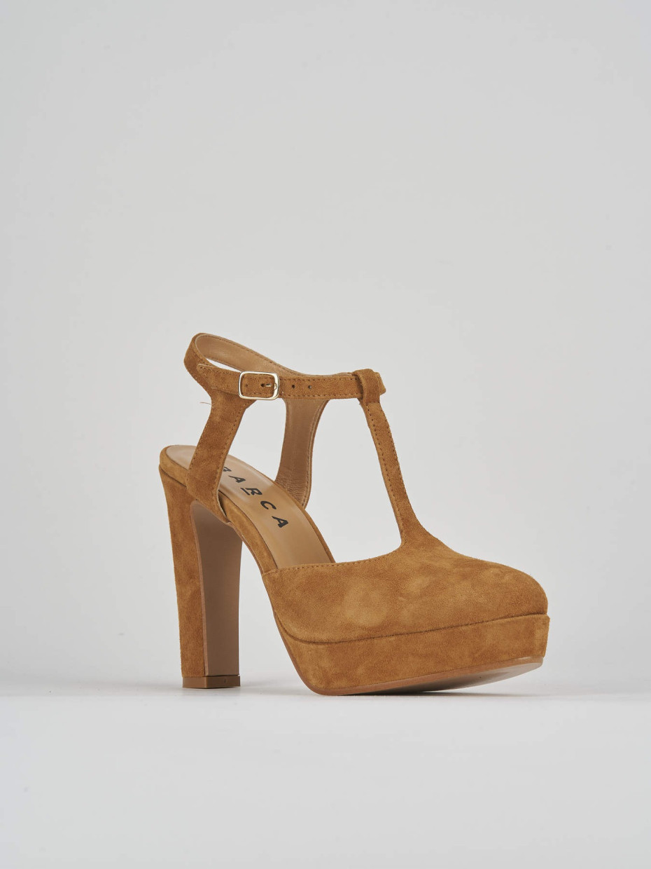 Décolleté e slingback tacco 11cm camoscio marrone