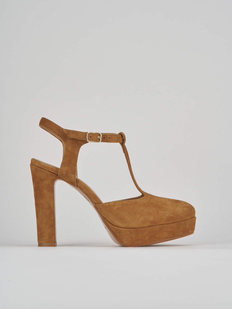 Décolleté e slingback tacco 11cm camoscio marrone