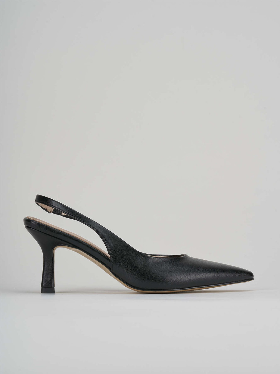 Slingback decolte tacco 7 cm  nero pelle