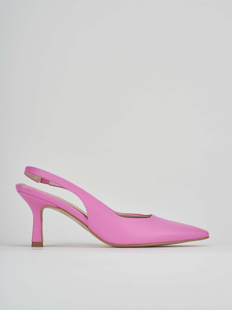 Slingback decolte tacco 7 cm  rosa pelle