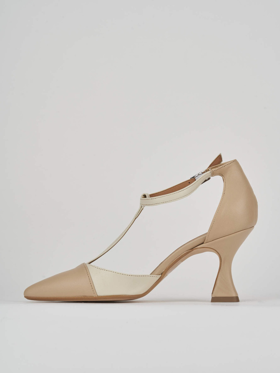 Pumps heel 7 cm beige leather