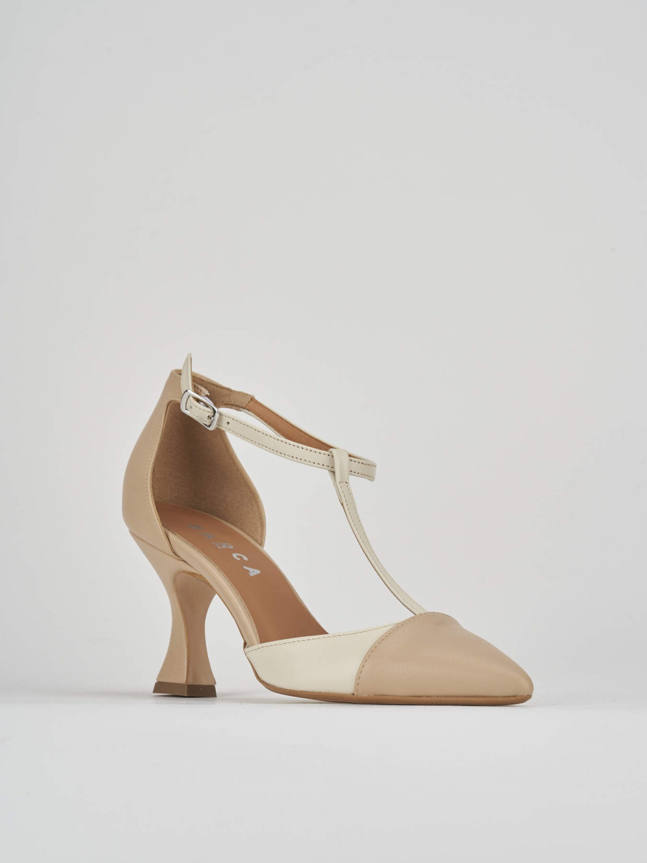 Pumps heel 7 cm beige leather