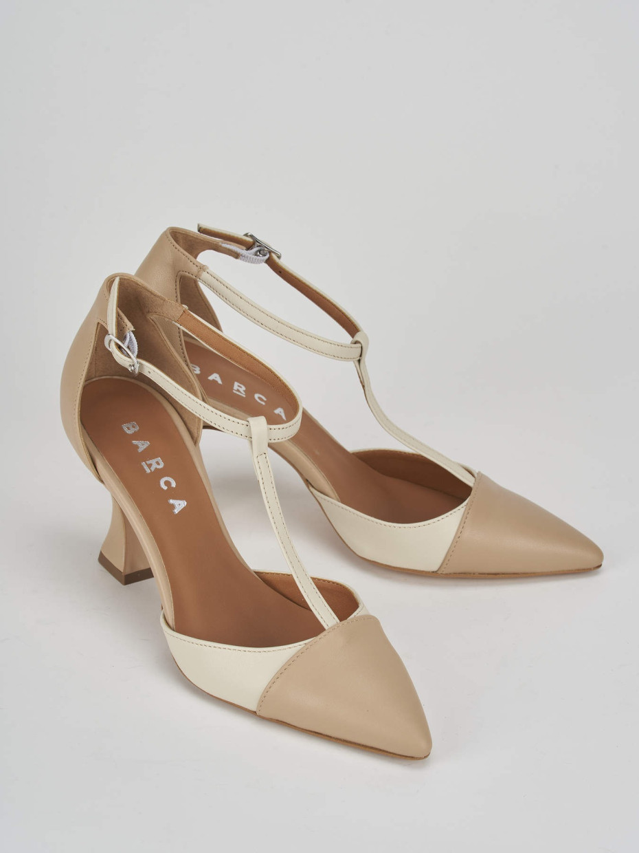 Pumps heel 7 cm beige leather