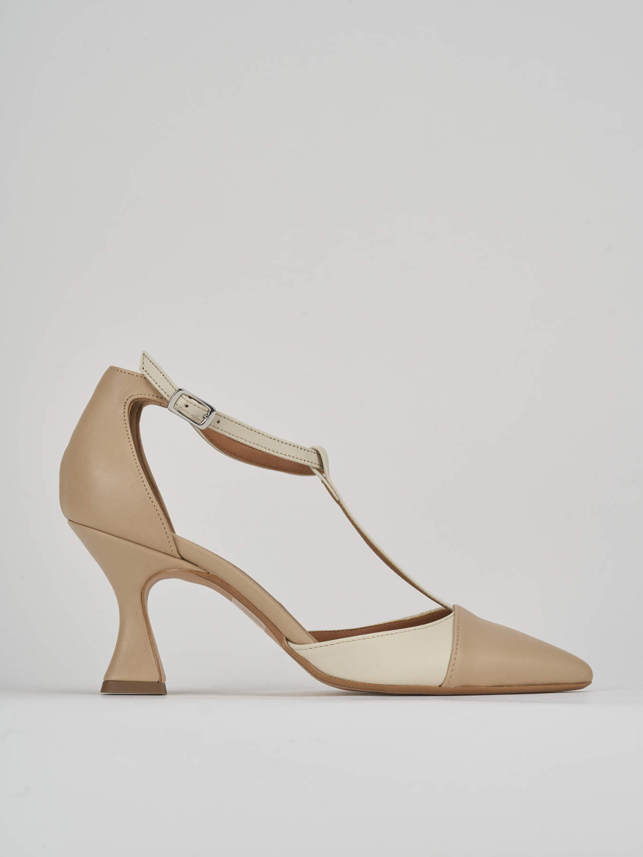 Pumps heel 7 cm beige leather