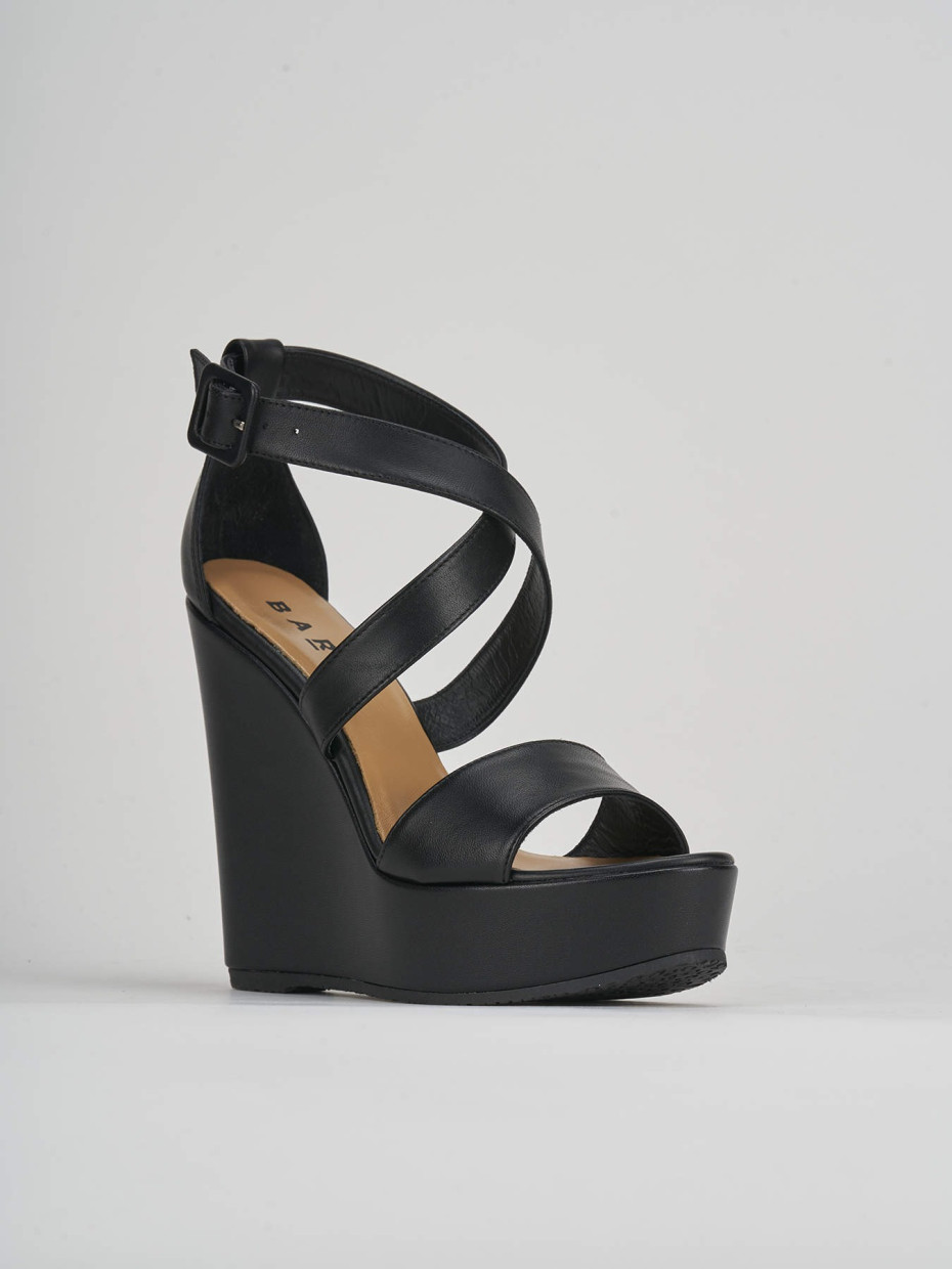 Wedge heels woman heel 13 cm black leather