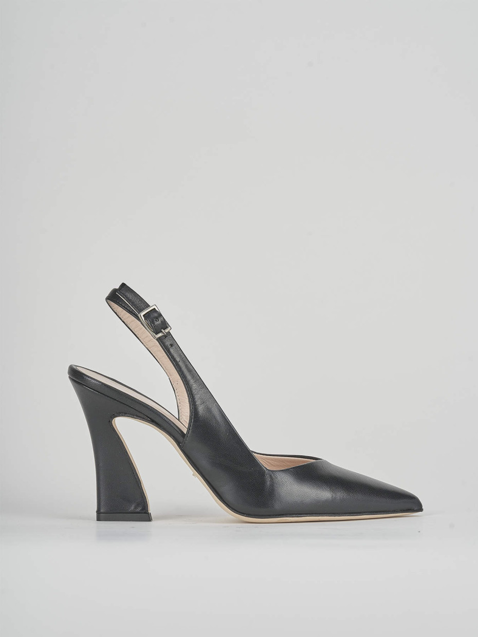 Slingback tacco 9 cm nero pelle