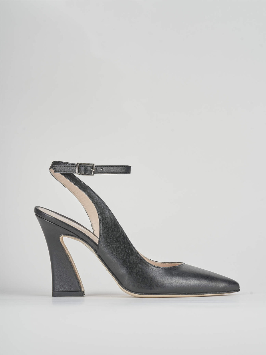 Slingback tacco 9 cm nero pelle