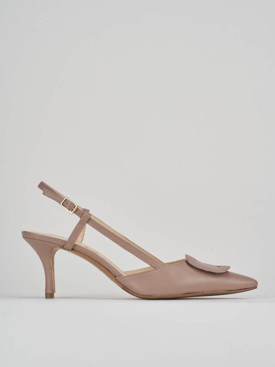 Décolleté e slingback tacco 5cm pelle beige