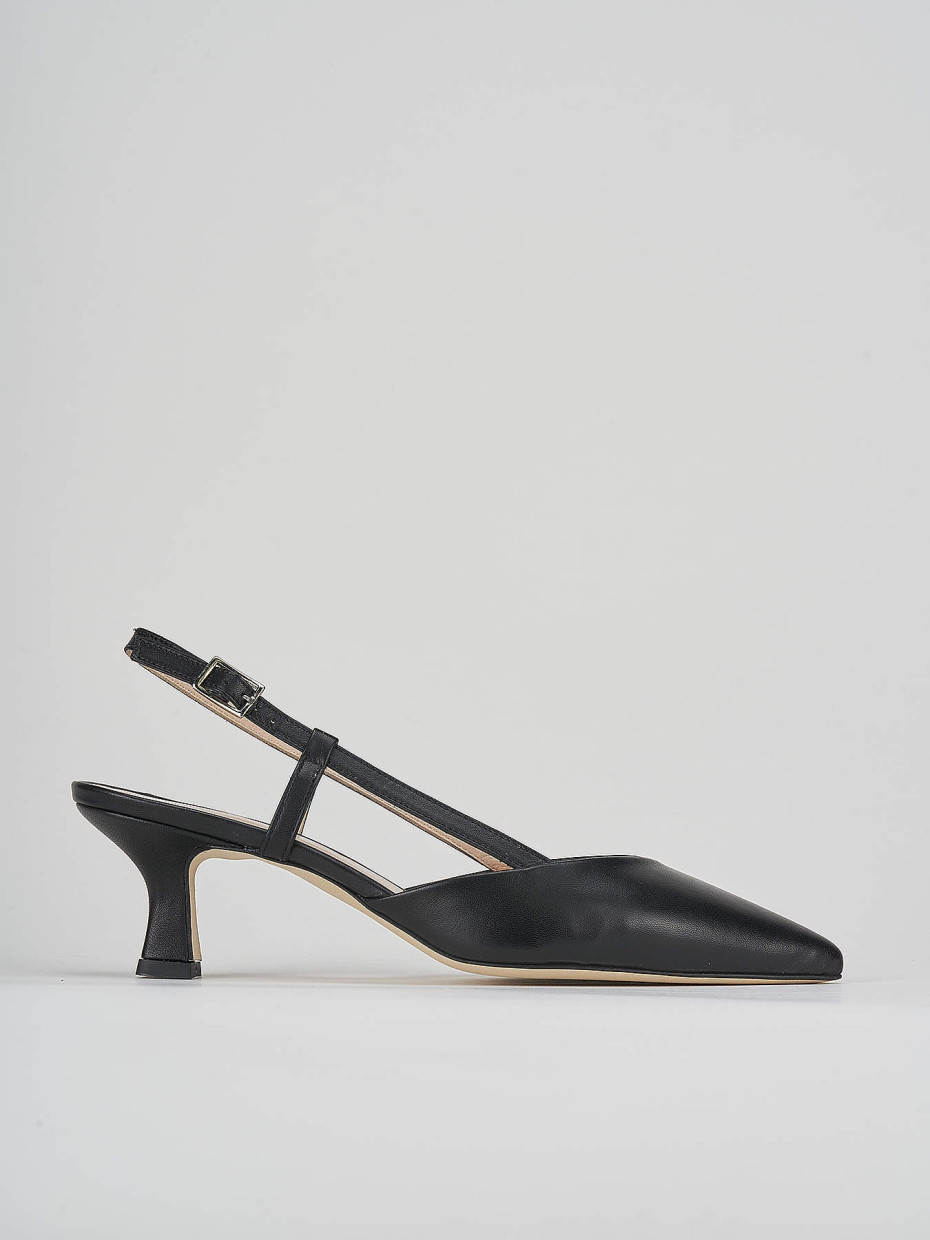 Décolleté e slingback tacco 5cm pelle nero