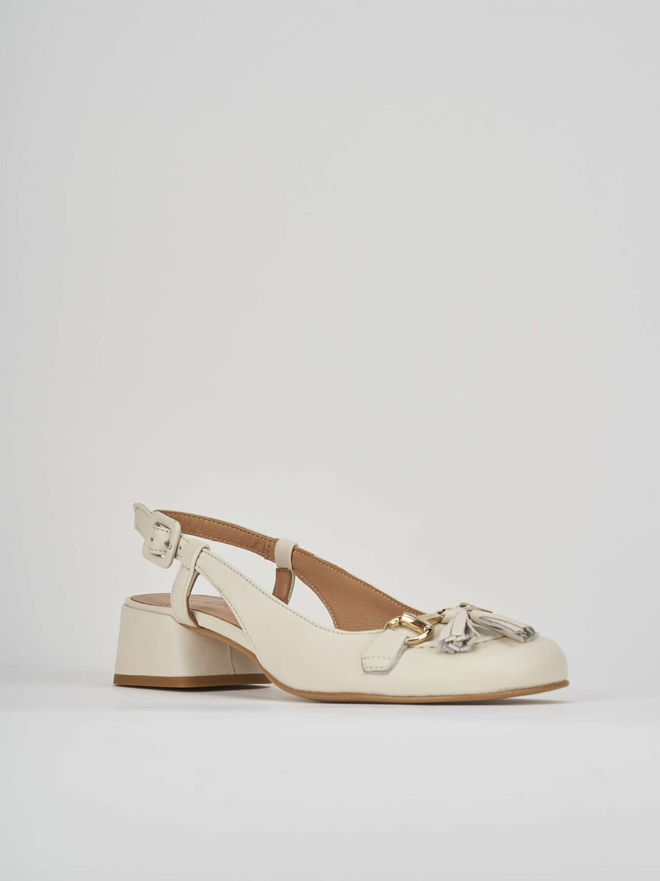 Décolleté e slingback tacco 3cm pelle bianco