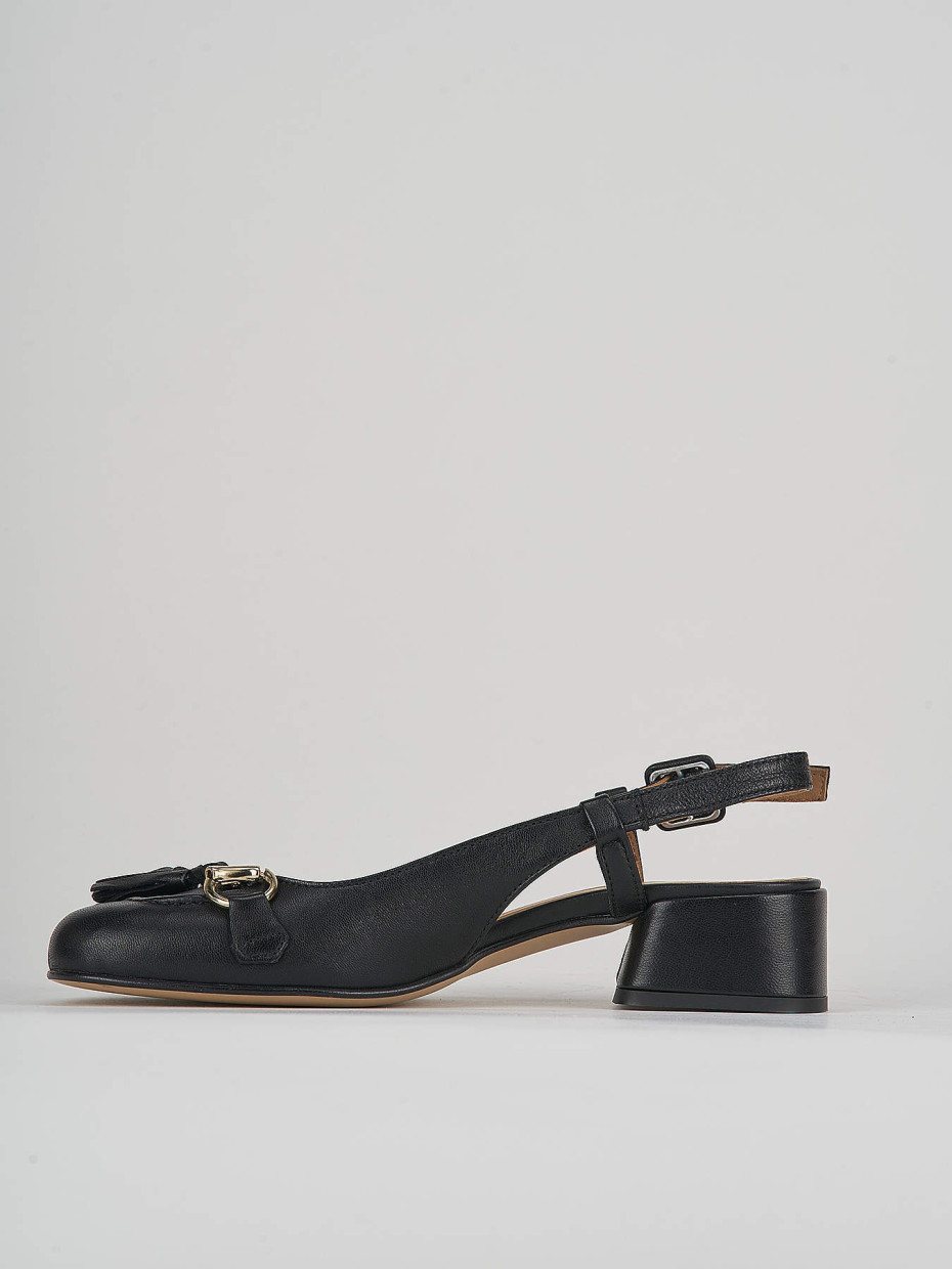 Décolleté e slingback tacco 3cm pelle nero