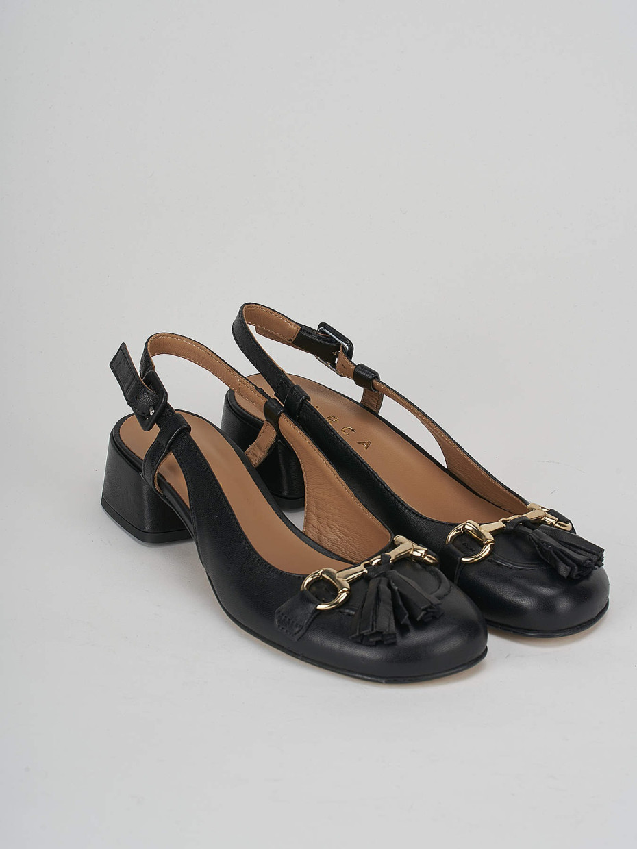 Décolleté e slingback tacco 3cm pelle nero