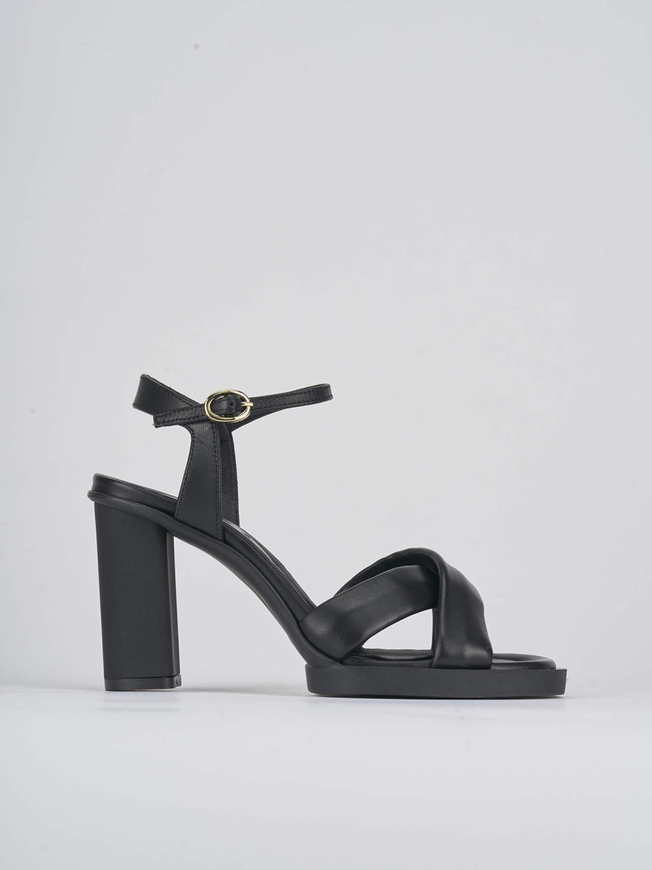 High heel sandals heel 9 cm black leather