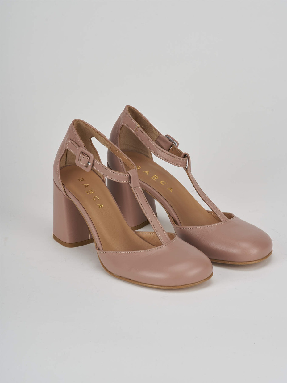 Décolleté e slingback tacco 7cm pelle beige