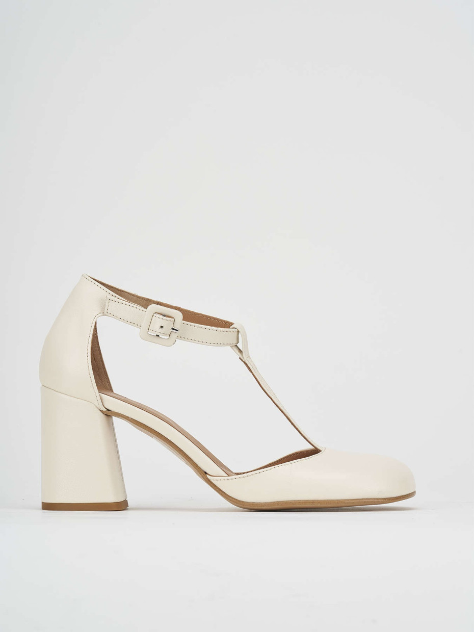 Décolleté e slingback tacco 7cm pelle bianco