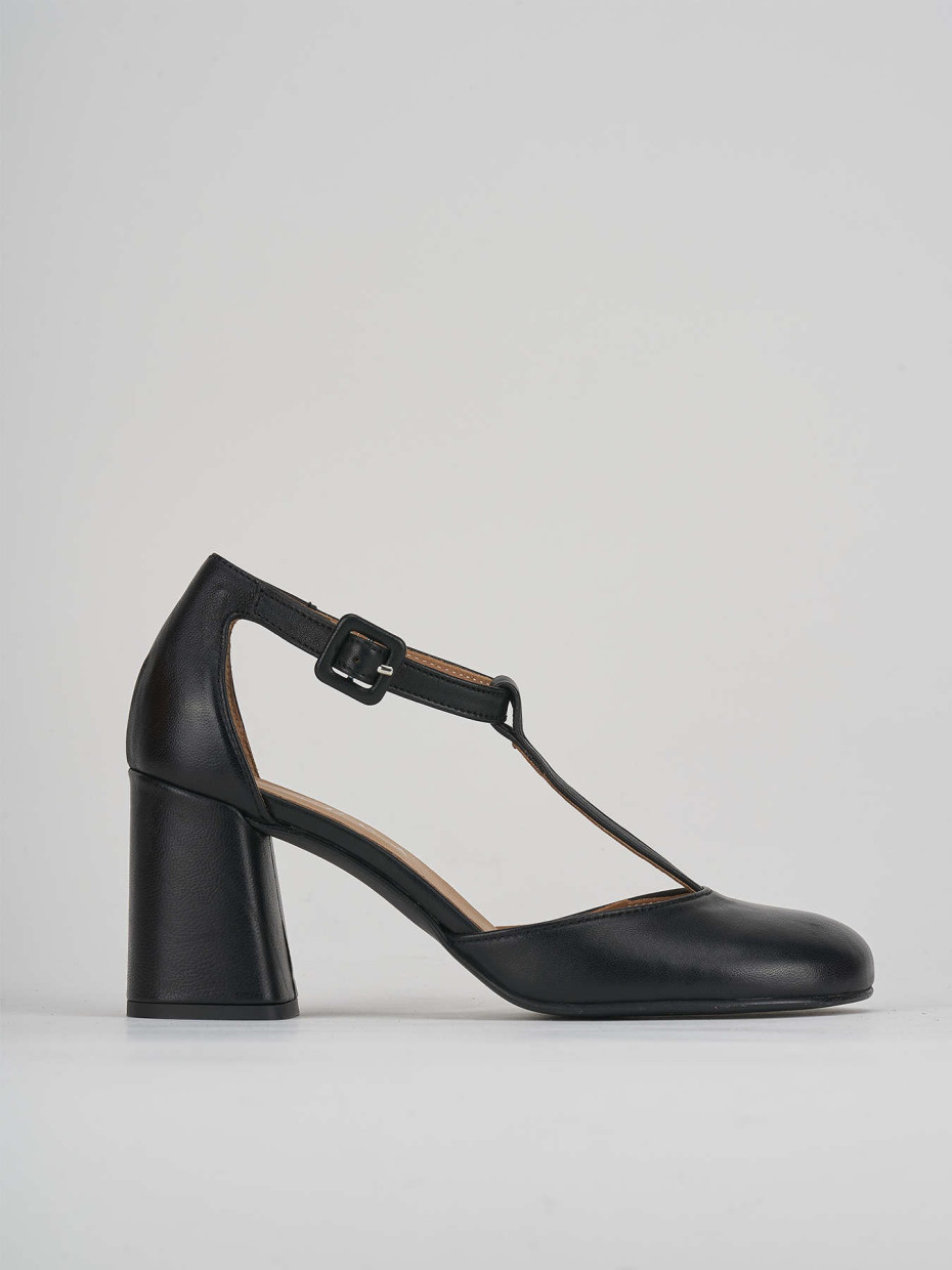 Décolleté e slingback tacco 7cm pelle nero