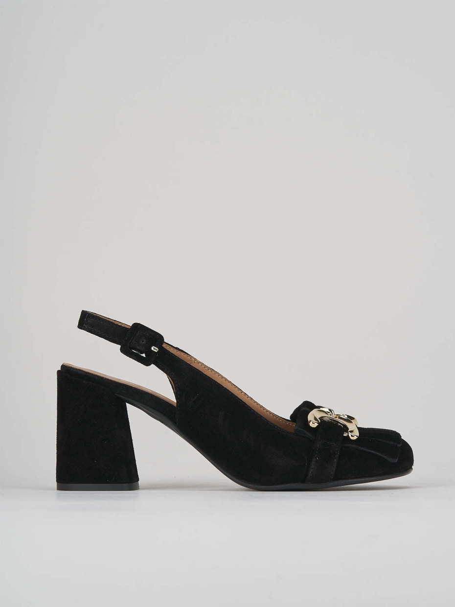 Décolleté e slingback tacco 7cm camoscio nero