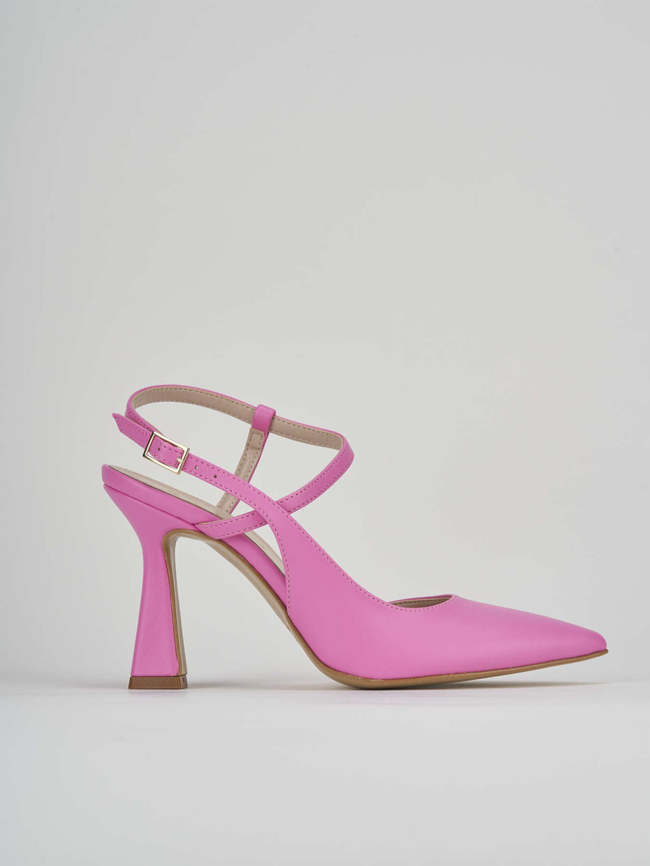 Slingback decolte' tacco 9 cm  rosa pelle