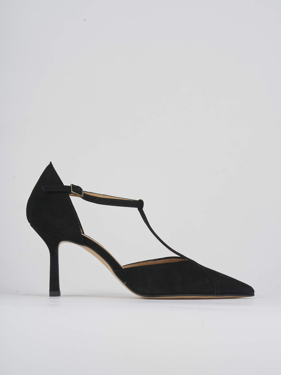 Décolleté e slingback tacco 8cm camoscio nero