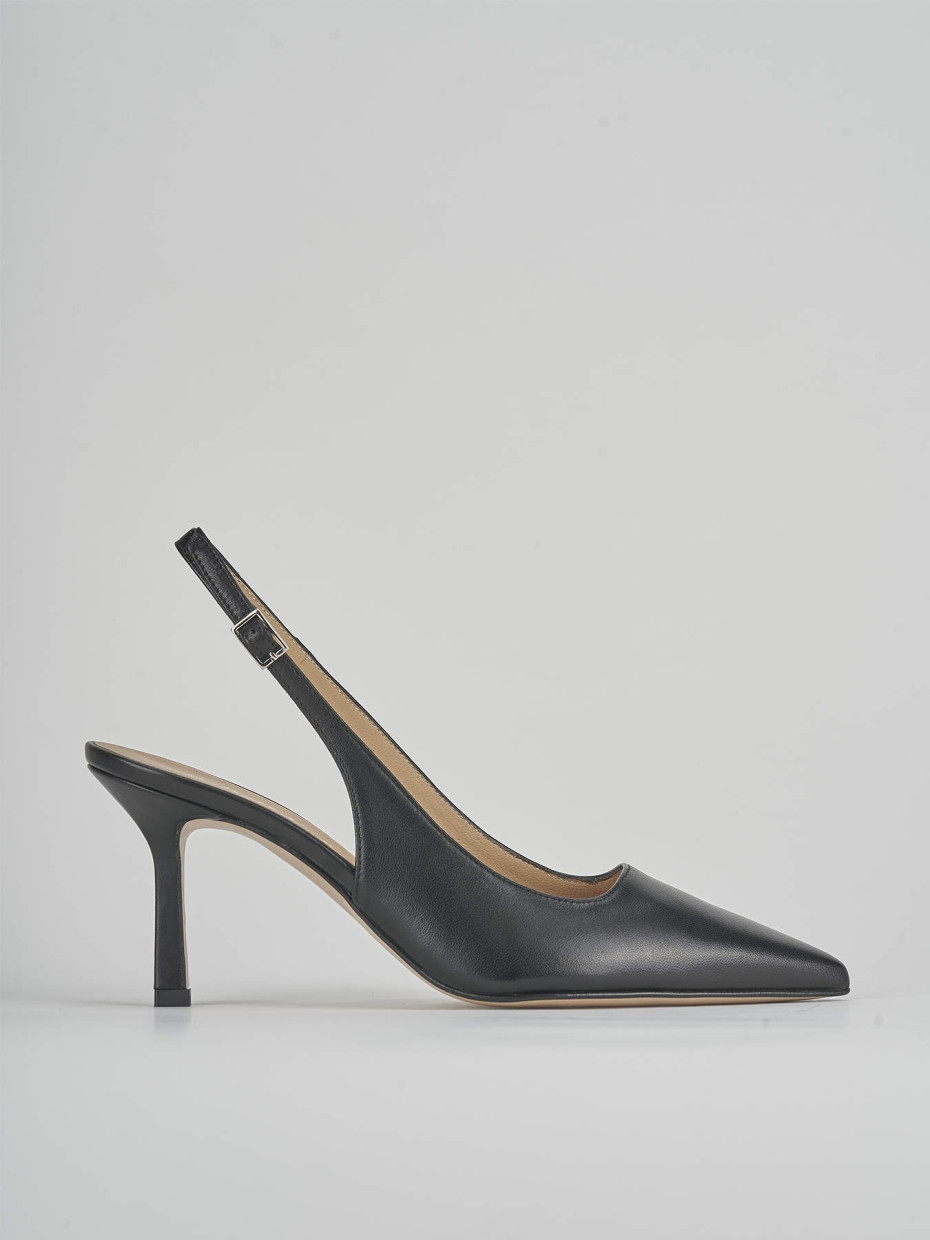 Décolleté e slingback tacco 8cm pelle nero