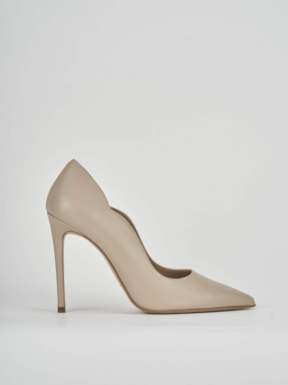 Pumps woman heel 11 cm beige leather Barca Stores