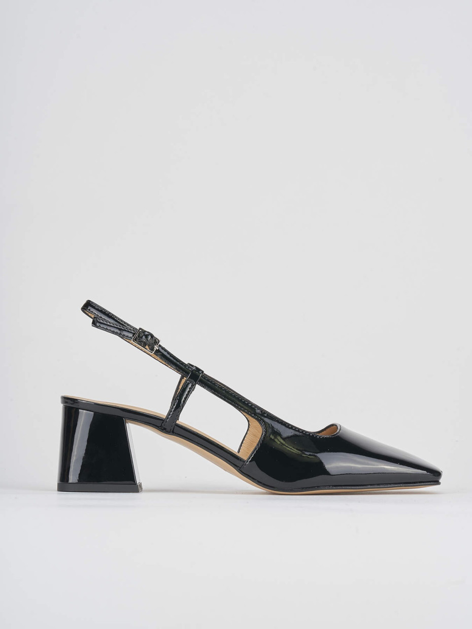 Slingback decolletè tacco 6cm nero vernice