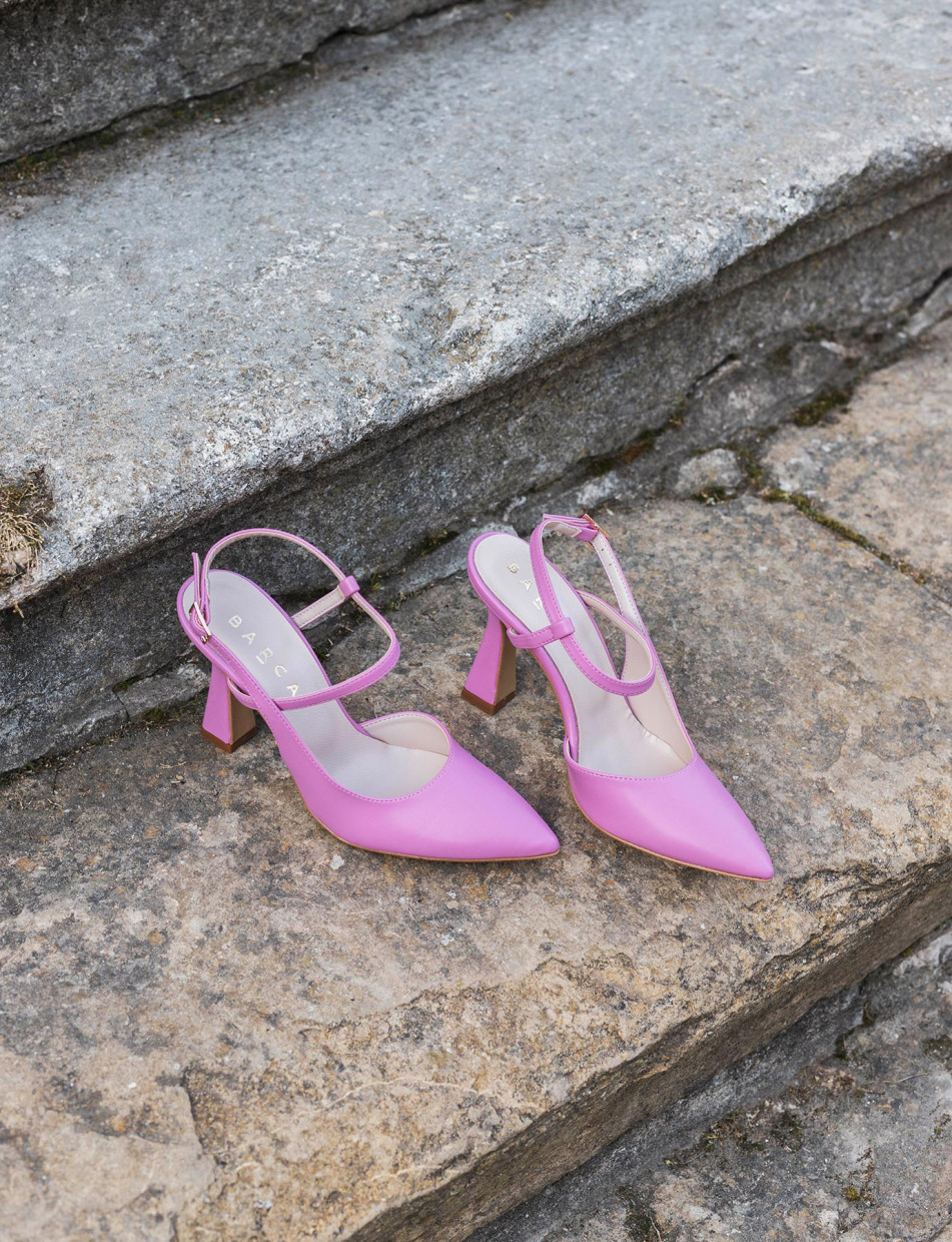 Slingback decolte' tacco 9 cm  rosa pelle