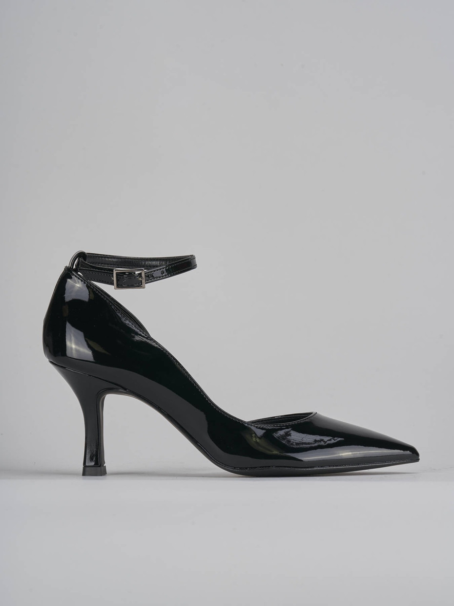 Décolleté e slingback tacco 7cm vernice nero