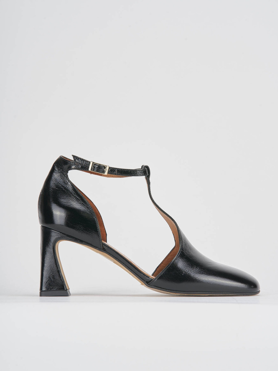 Décolleté e slingback tacco 5cm vernice nero