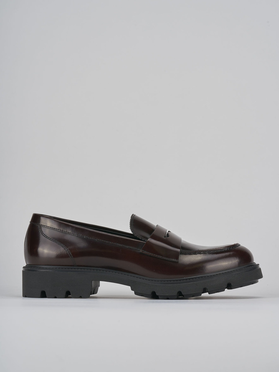 Loafers heel 2 cm dark brown leather