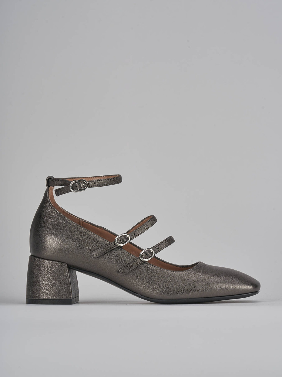 Décolleté e slingback tacco 5cm pelle grigio