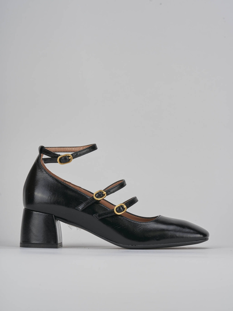 Décolleté e slingback tacco 5cm vernice nero