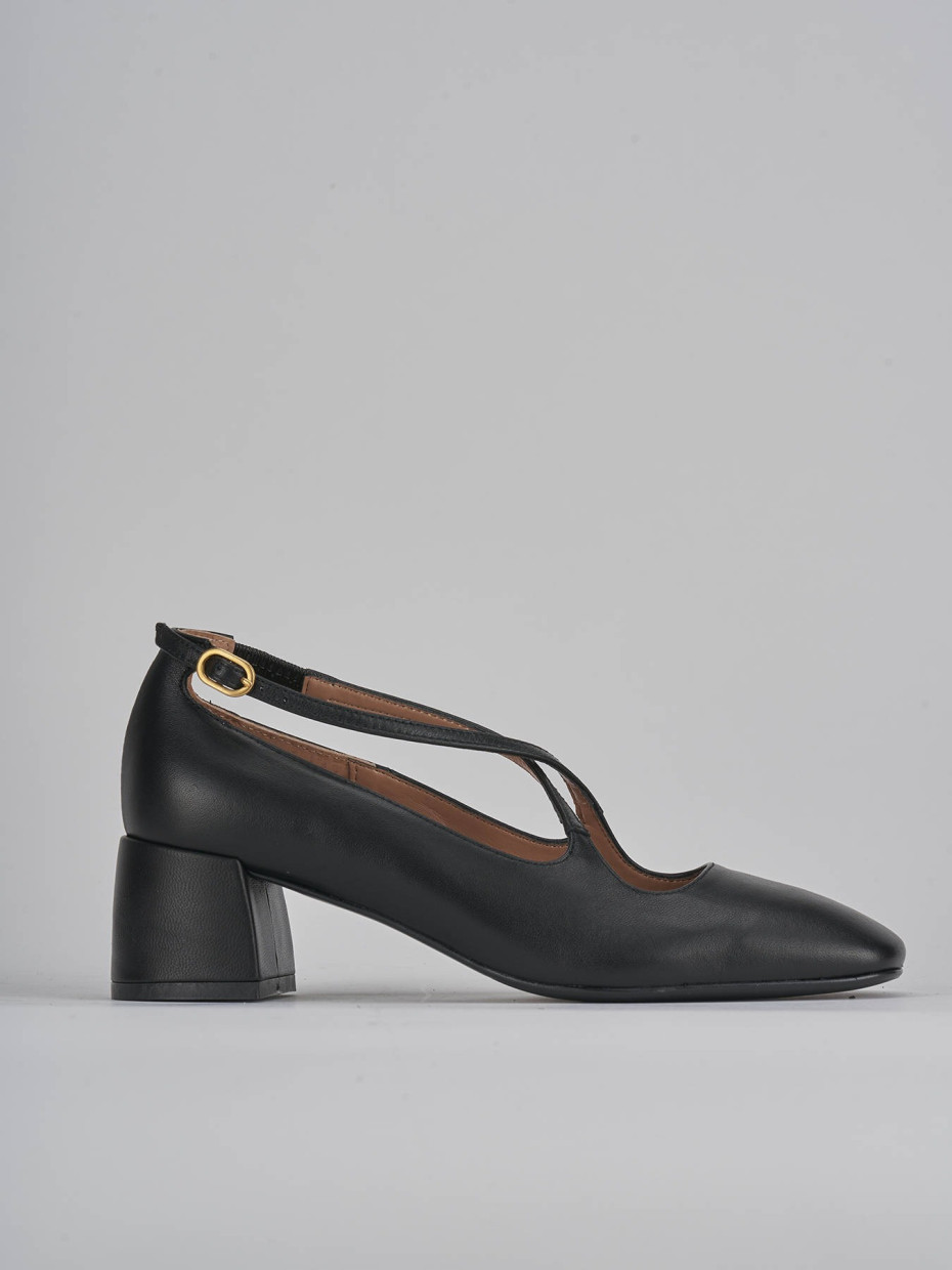 Décolleté e slingback tacco 5cm pelle nero