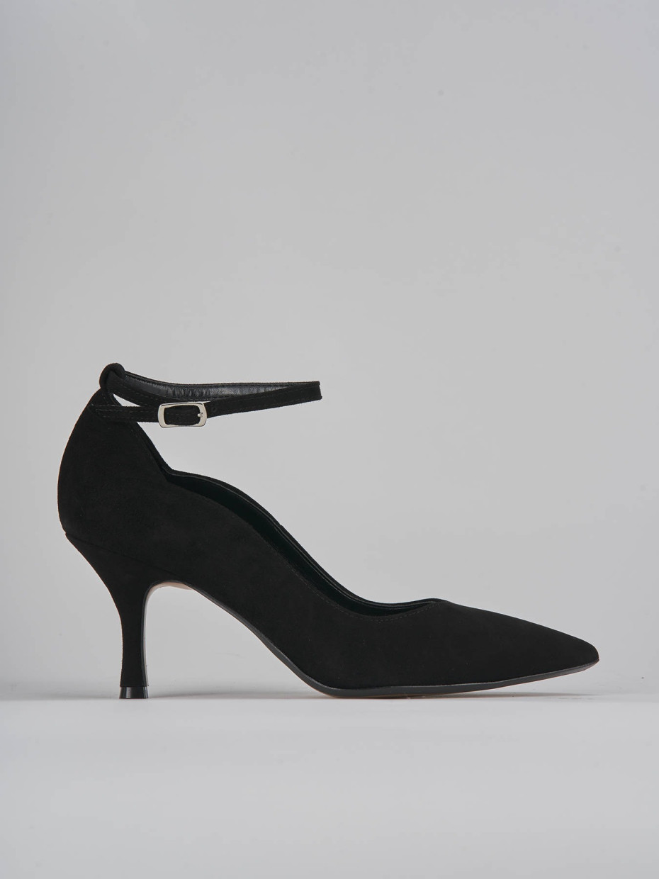 Décolleté e slingback tacco 7cm camoscio nero