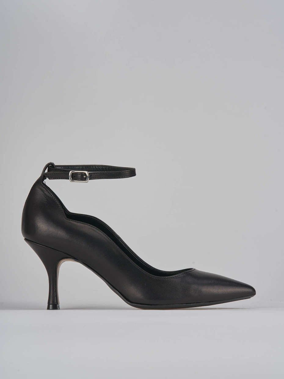 Décolleté e slingback tacco 7cm pelle nero