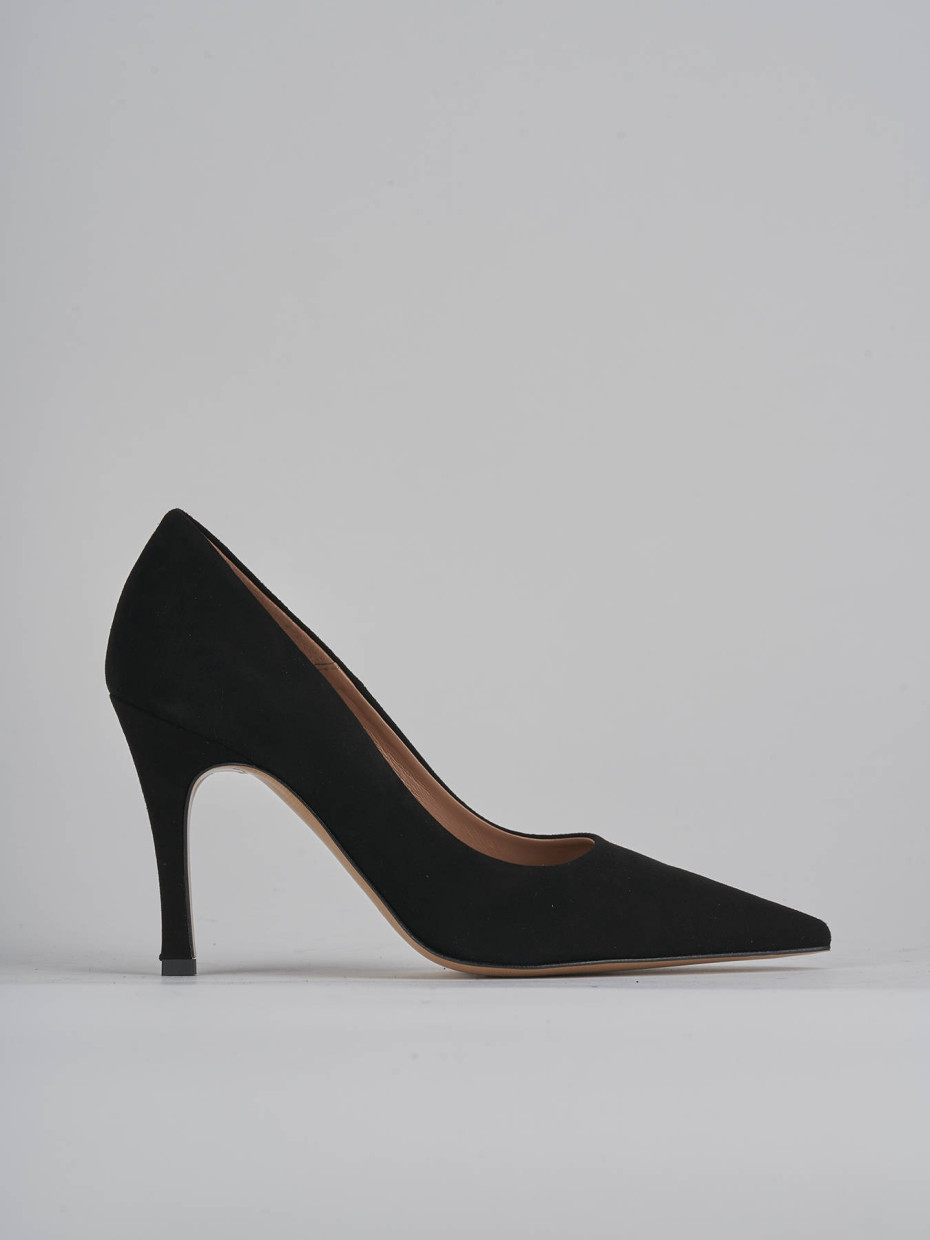 Décolleté e slingback tacco 9cm camoscio nero