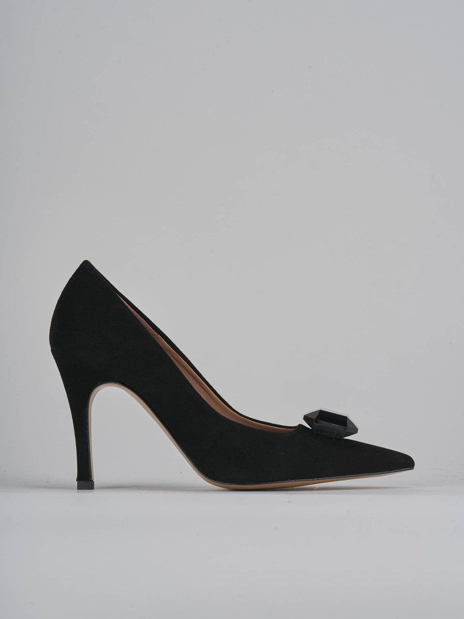 Pumps heel 9 cm black suede