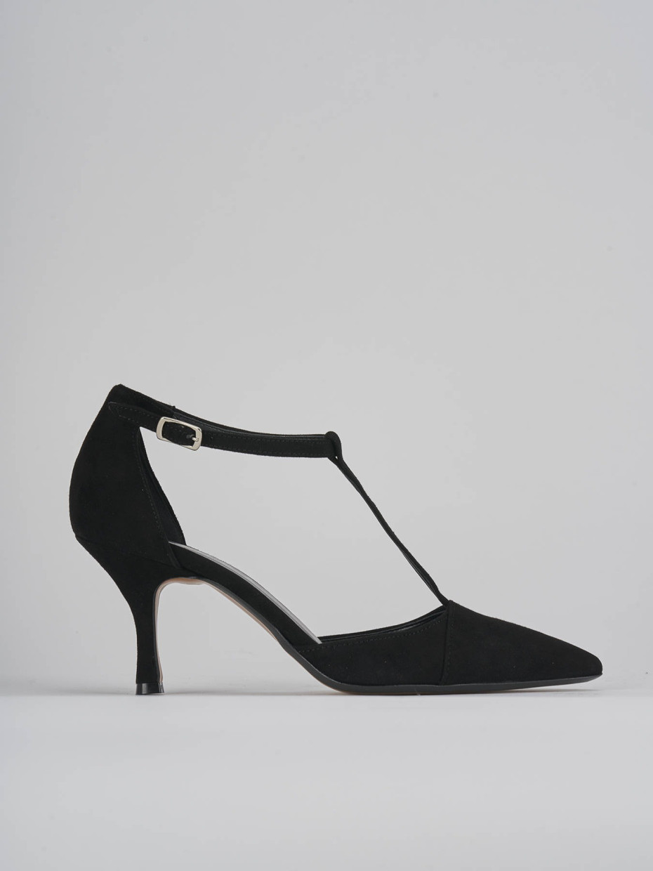 Décolleté e slingback tacco 7cm camoscio nero