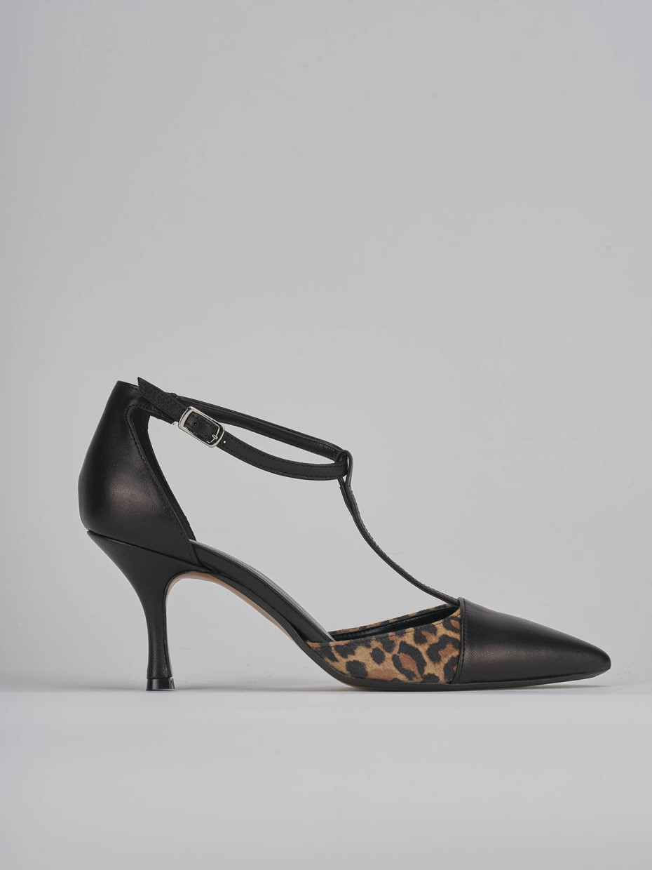 Décolleté e slingback tacco 7cm pelle nero