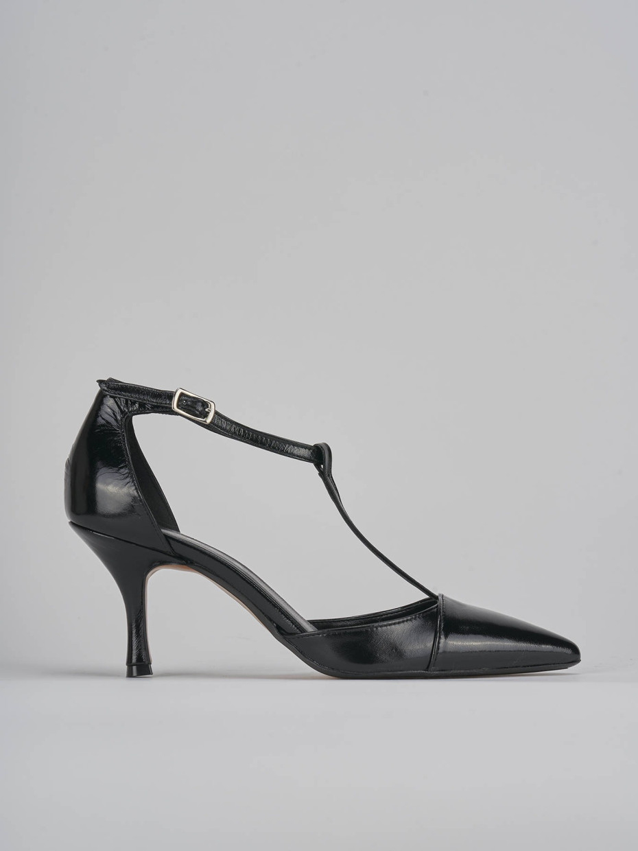 Décolleté e slingback tacco 7cm vernice nero