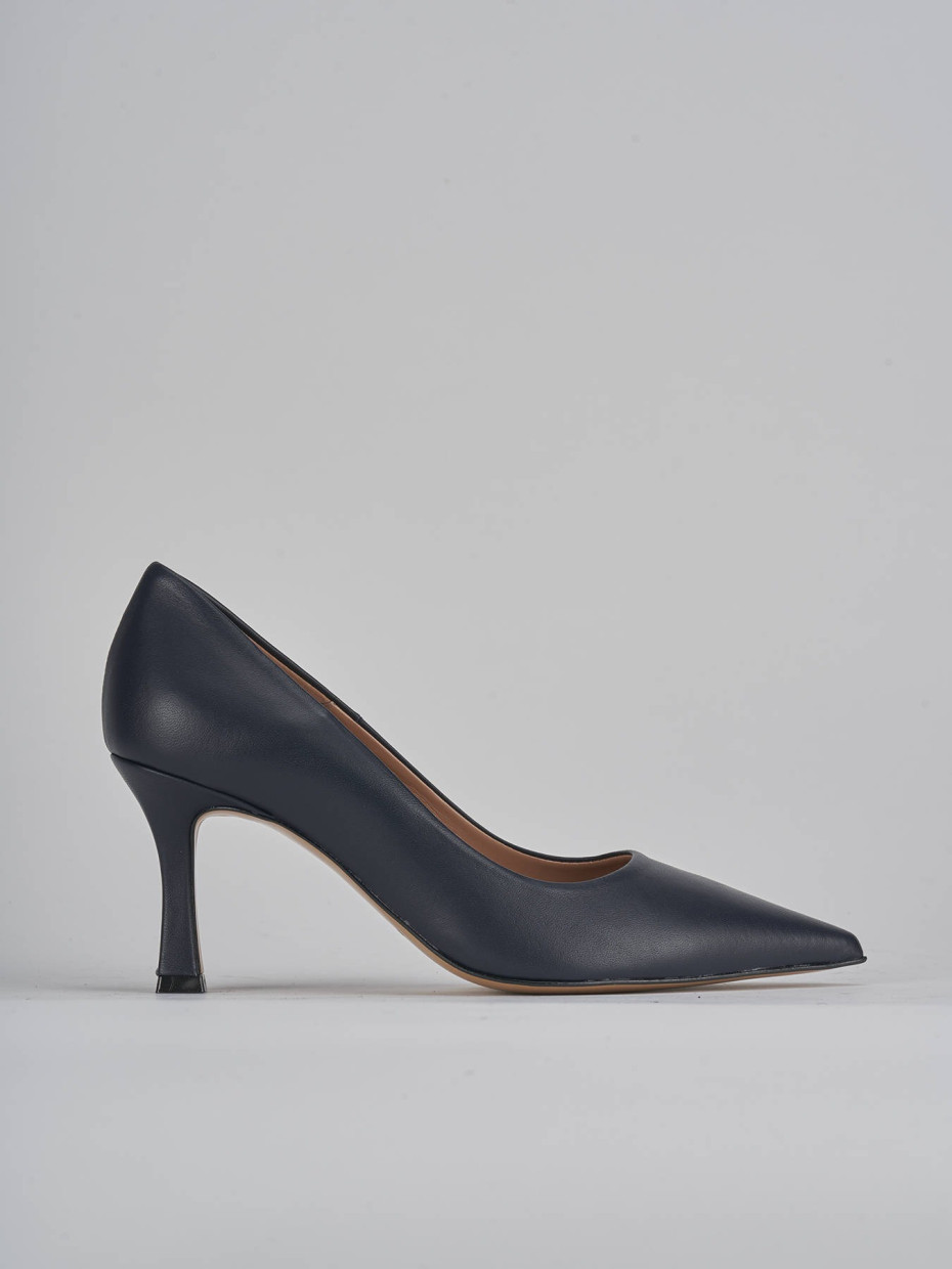 Décolleté e slingback tacco 8cm pelle blu