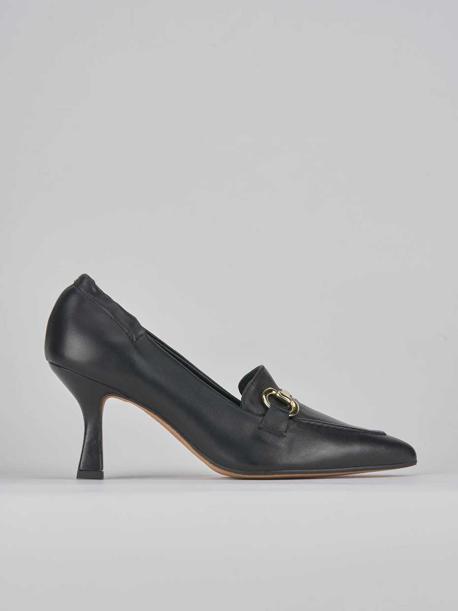 Décolleté e slingback tacco 7cm pelle nero