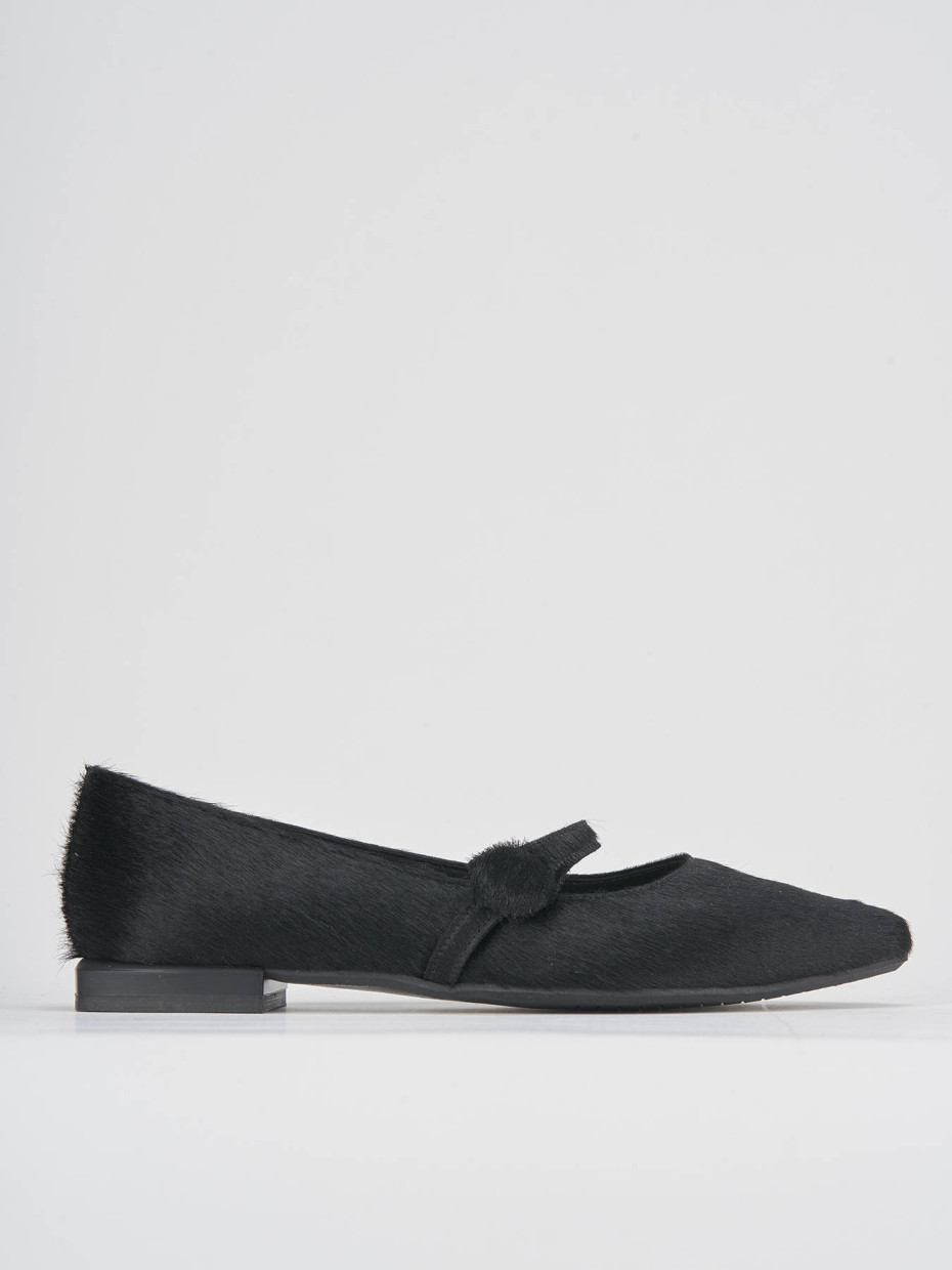 Ballerine tacco 1cm cavallino nero