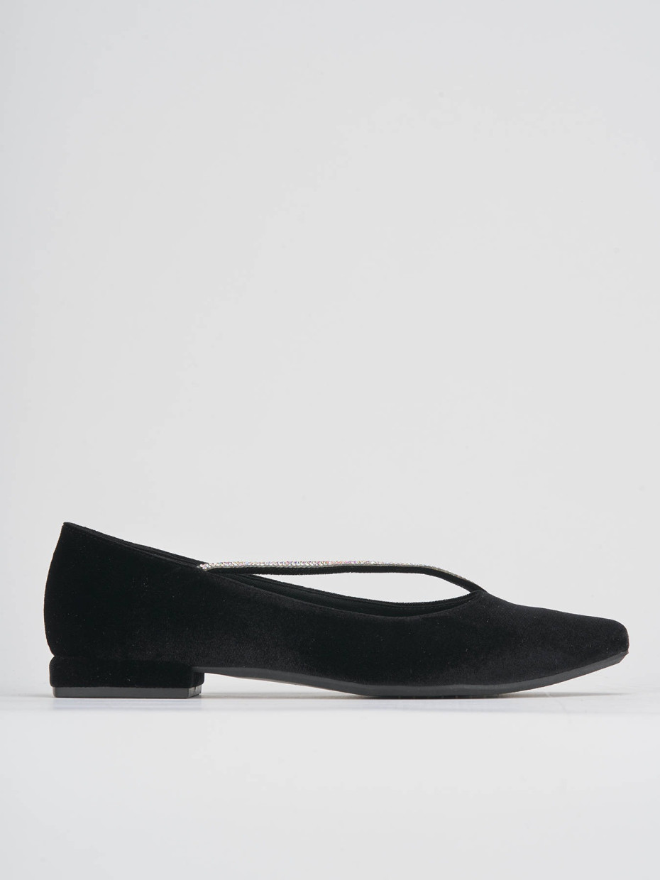 Flat shoes heel 1 cm black velvet